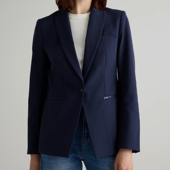 NWT Quince Navy Scuba Single Breasted Convertible Blazer - Picture 3 of 7
